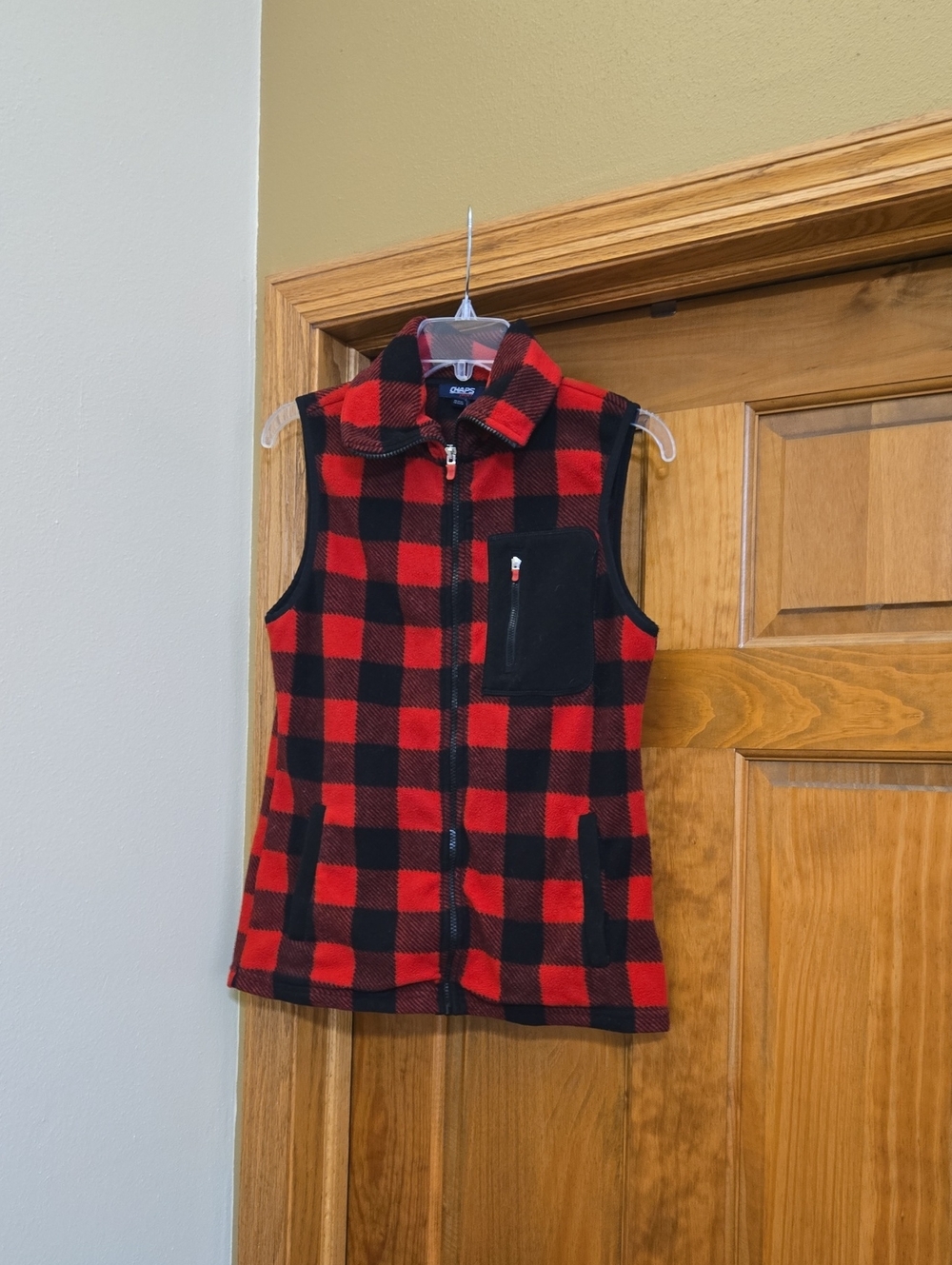 Chaps Red & Black Buffalo Plaid Fleece Vest